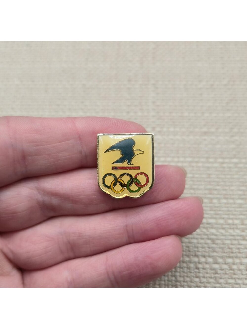 Vintage USPS Olympic Sponsor Shield Enamel Lapel Pin — Post Office Eagle A8968